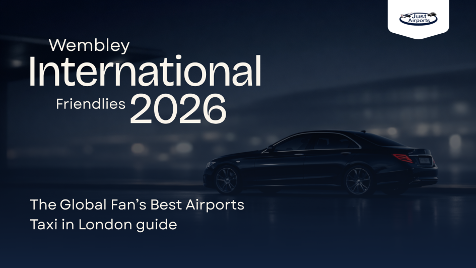 Wembley International Friendlies 2026 London airport taxi transfer service with luxury car at night