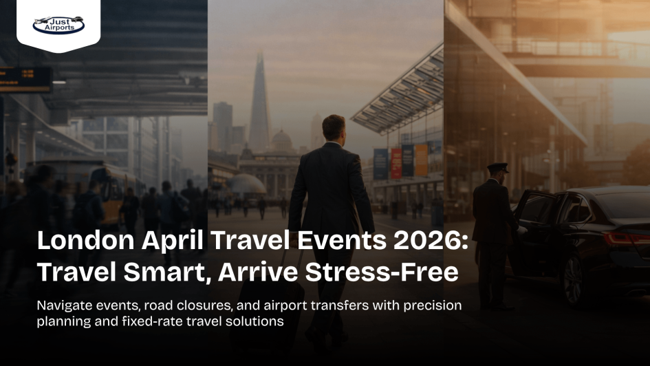 London April Travel Events by Just Airports with executive airport transfers and fixed rate taxi travel across London